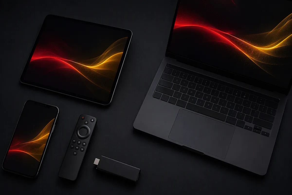 IPTV works across TV, streaming stick, smartphone, tablet and laptop